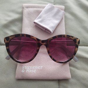 Animal Print Sunglasses with Canvas Pouch - Summer and Rose